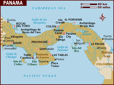 Panama map from Lonely Planet, Moon Publ.